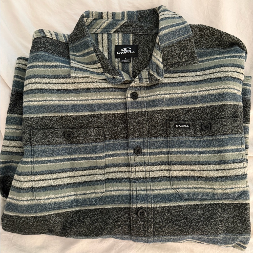 O'Neill Plaid Flannel Shirt in Gray and Blue